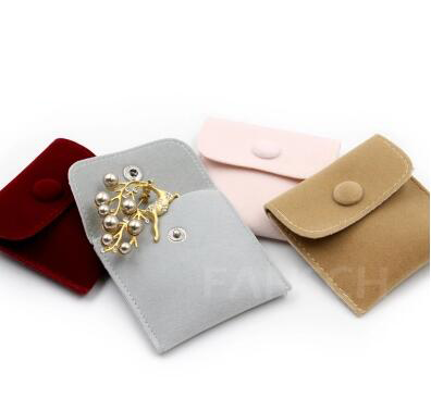 MOQ 1000pcs Customize, Double-sided pouch bag, snap bag, double-faced velvet jewelry bag, buckle bag, delicate velvet